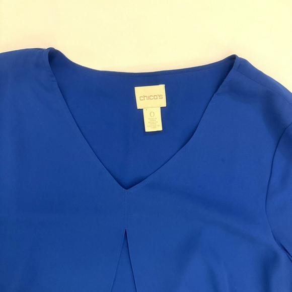 Chico’s long-form tunic split-front sheer Blouse Navy Blue Size:0 - Picture 6 of 12